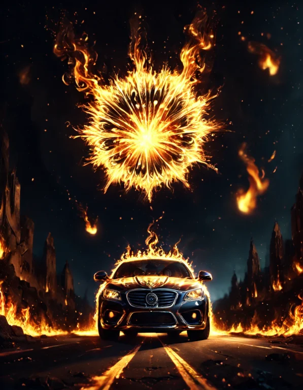 A Vintage 1960s Sports Car Racing Through An Endless Black V...