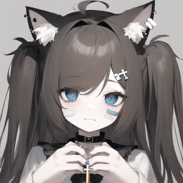 1girl, Animal Ears, Bags Under Eyes, Bandaid, Bandaid On Che...