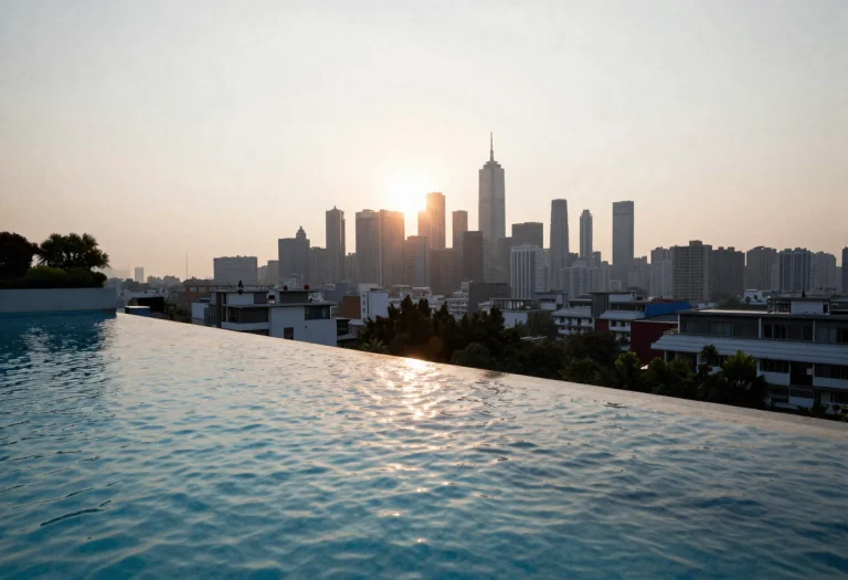 A Rooftop Infinity Pool Overlooking The Skyline, Impressioni...