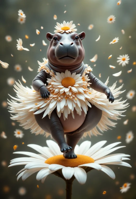 Hippopotamus Dancing On A Daisy, Wearing A Ballet Tutu Made...