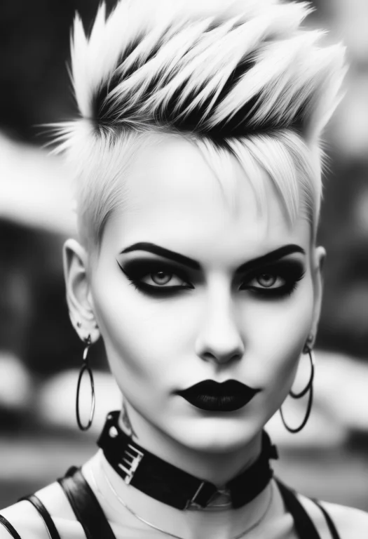 A Black And White Photo Of A Woman With A Mohawk, By Shani R...