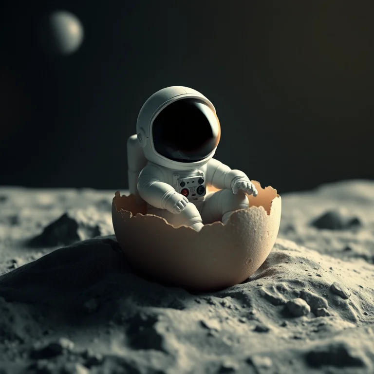 The Astronaut Is Born In A Broken Egg On Mars