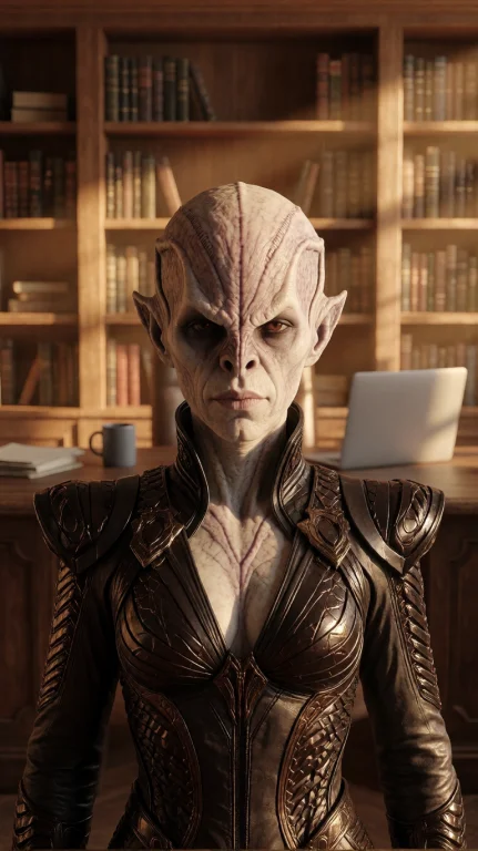 Rmnfml Alien Woman, Chest-up, Straight-on, Standing, Tongue...