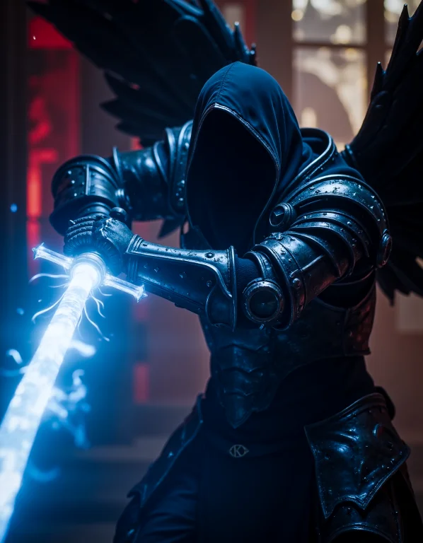 Zavy-thrlngl, Close-up Action Portrait Shot Of An Fallen Ang...