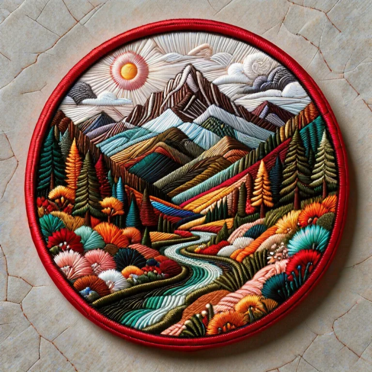 Ultra-realistic And Detailed Image Of An Embroidered Landsca...