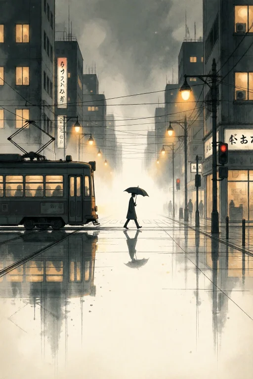 Strangedaal. Subject A Vintage Tram, An Empty Intersection,...