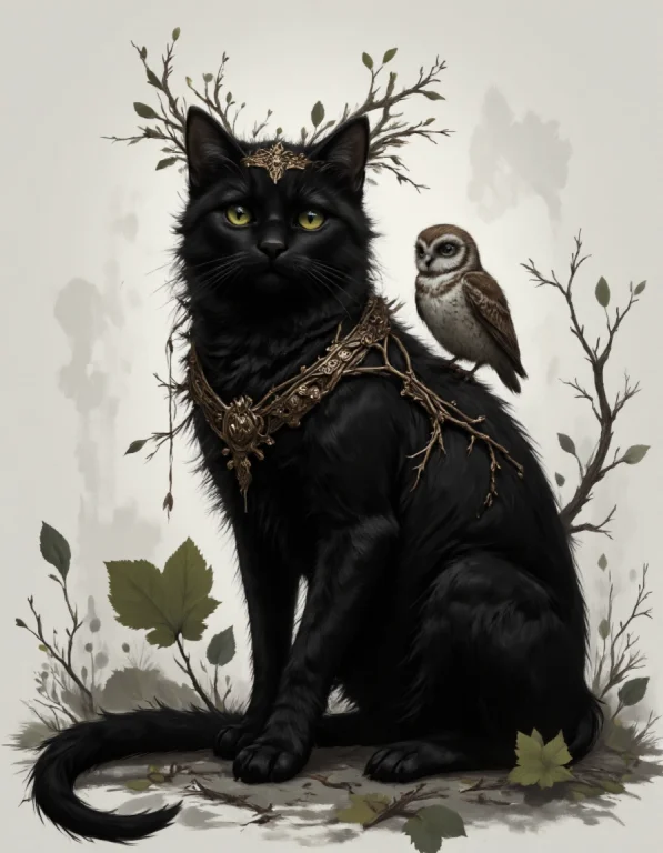 A Majestic Cat Sitting Serenely, With A Regal Expression, Ad...