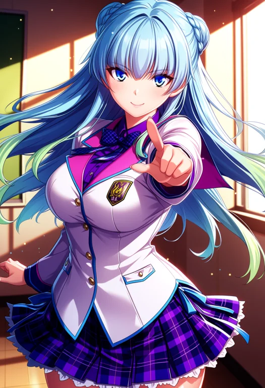 Seriousschoolgirlalumina, 1girl, Solo, Blue Eyes, Blue Hair,...