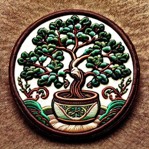 Ral-embroideredpatch, A Serene Bonsai Tree In A Ceramic Pot,... — SDXL AI Prompt: ral-embroideredpatch, a serene bonsai tree in a ceramic pot, embroidered patch s...