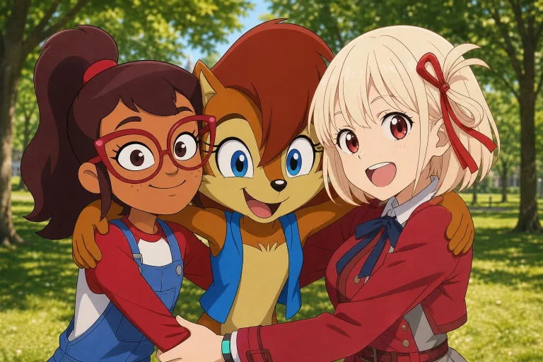 A Heartwarming And Detailed Anime-cartoon Crossover Scene Fe...