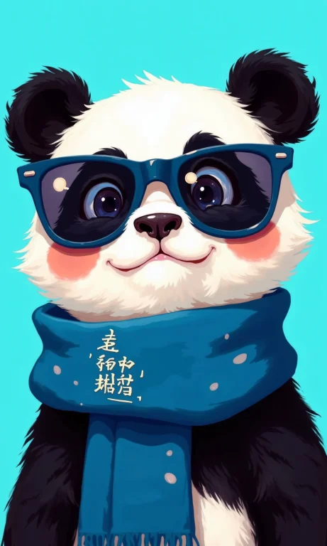 Close-up Of A Cartoon Panda. The Panda Is Stylized With Larg...