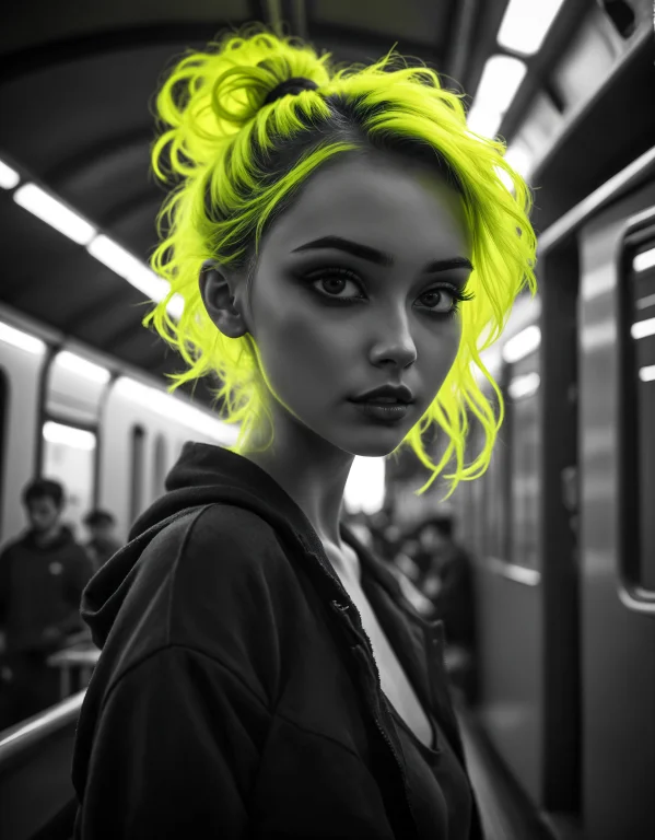 Zavy-hrglw, Macro Shot Of A Beautiful Girl On A Train, Messy...