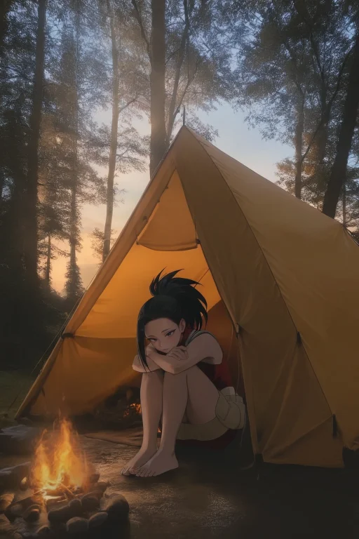 1girl, Momo Yaoyorozu, Boku No Hero Academia, Campfire, Tent...