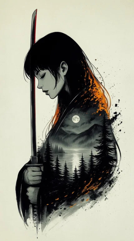 A Monochrome Ink Illustration On Pale Off-white Textured Pap...