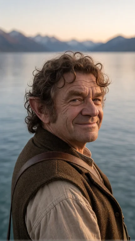 Hbbt Halfling Man, Close-up Portrait, Eye-level, Turned Head...