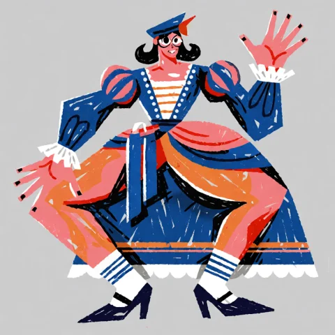 A Stylized Vector Art Illustration In Crayon Texture Depicti... — Stable Diffusion AI Prompt: A stylized vector art illustration in crayon texture depicting a deformed female...