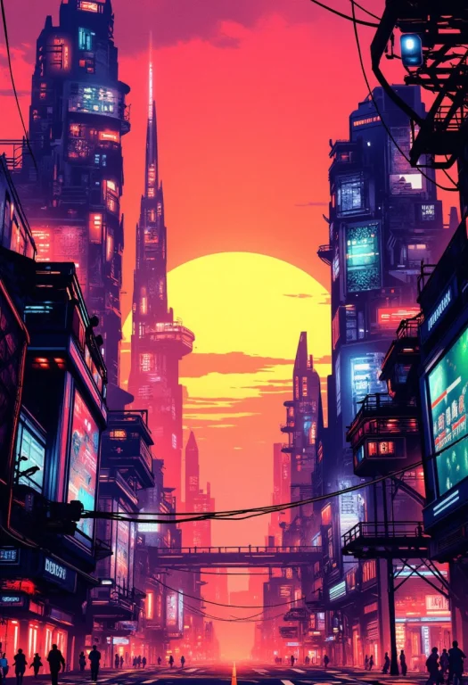 Inkpunk Anime, Abstract Digital Painting In The Style Of Ck-...
