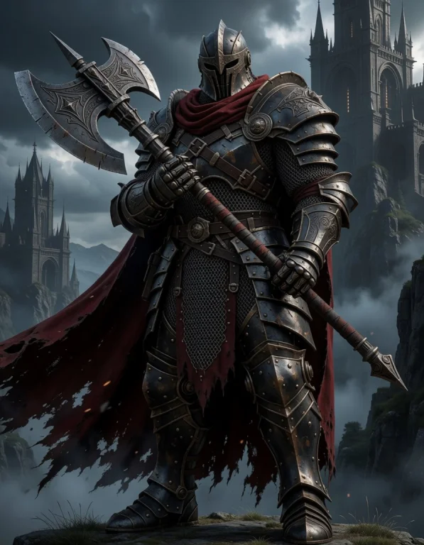 Ultra-detailed Dark Fantasy Portrait Of A Colossal Armored W...