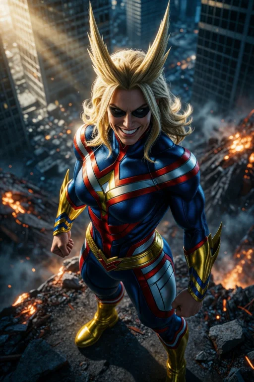 High Angle, In A Tall Building, Clear Skies. All-might Femal...