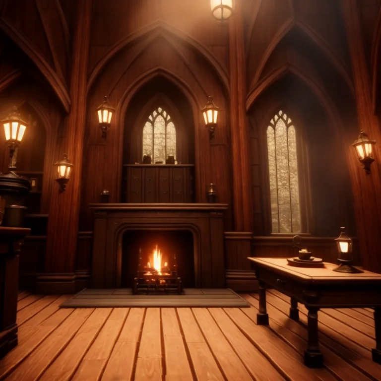 Inside Common Room, Fireplace,gryffondor Dark,wide View,h0gl...