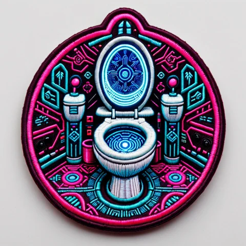 An Intricate Embroidered Patch Featuring A Majestic, Glowing... — SDXL AI Prompt: An intricate embroidered patch featuring a majestic, glowing white porcelain toi...