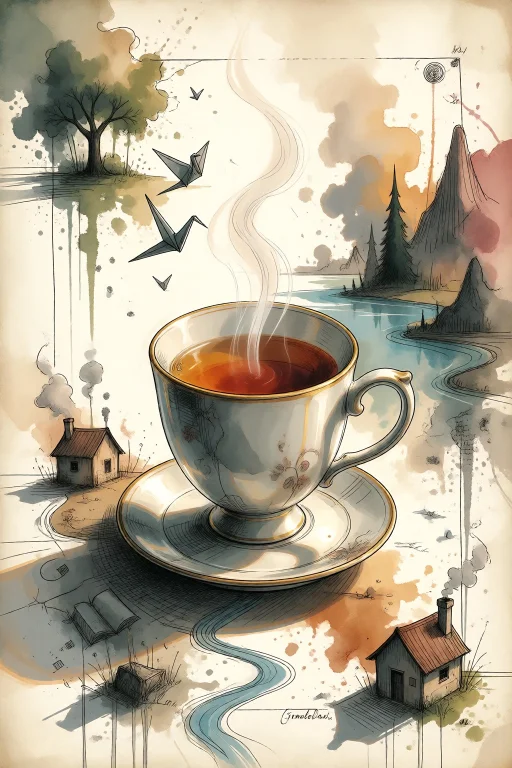 Strangedaal. A Photorealistic Porcelain Teacup Filled With S...