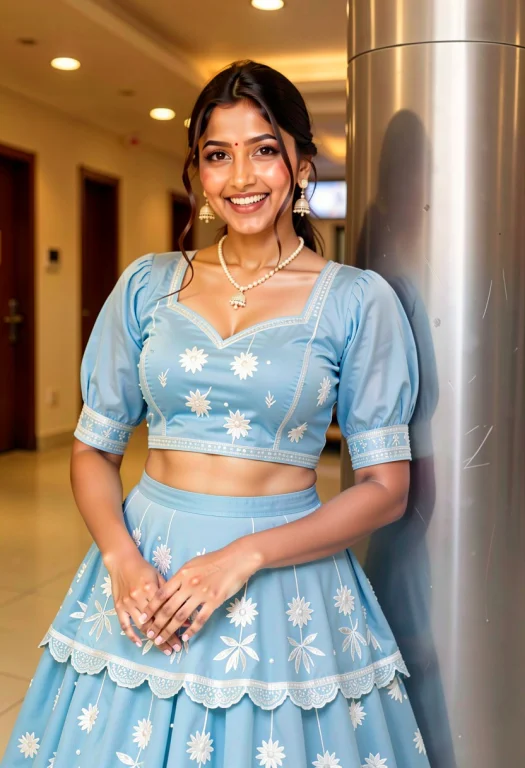A Medium Portrait Of A Smiling Indian Woman Posing Indoors N...