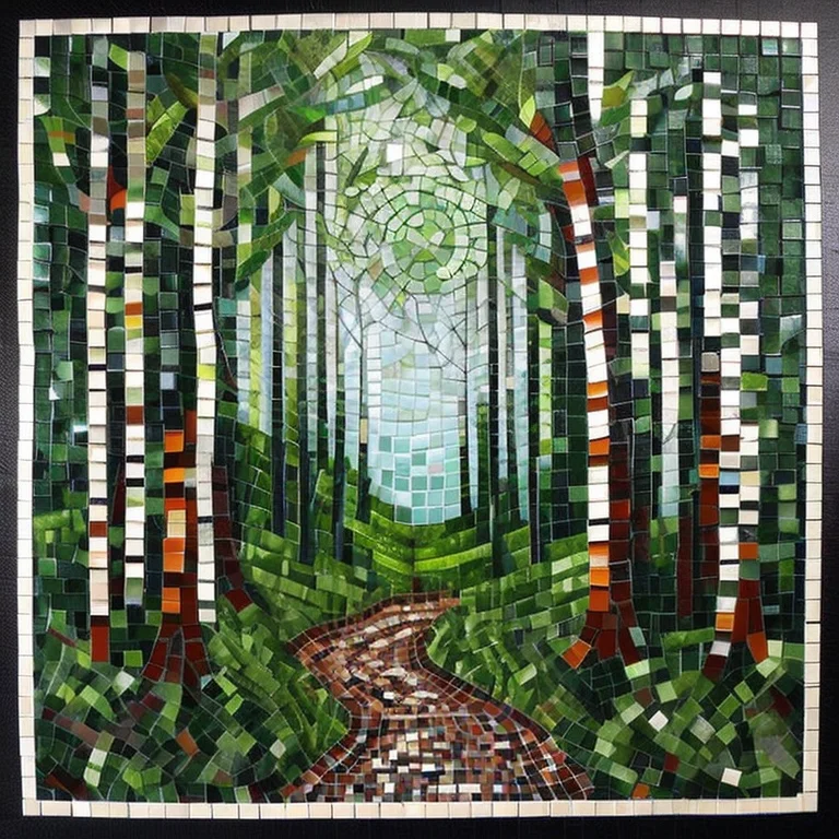 Dense Forest Mosaic Art