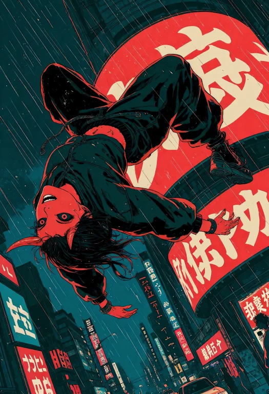 Style Anime, Traditional Graphic Novel Art, Bold Heavy Black...