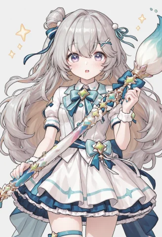 Irisawakening, 1girl, Solo, Short Sleeves, Long Paintbrush — Stable Diffusion AI Prompt: iris(awakening), 1girl, solo, short sleeves, long paintbrush