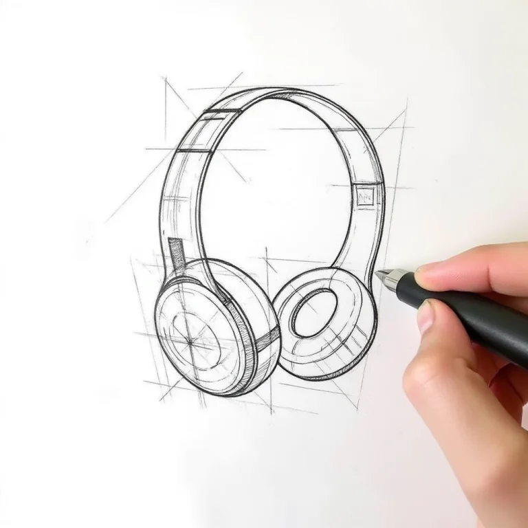 Industrialdesignsketchstyle,construction Lines,a Fountain Pe...
