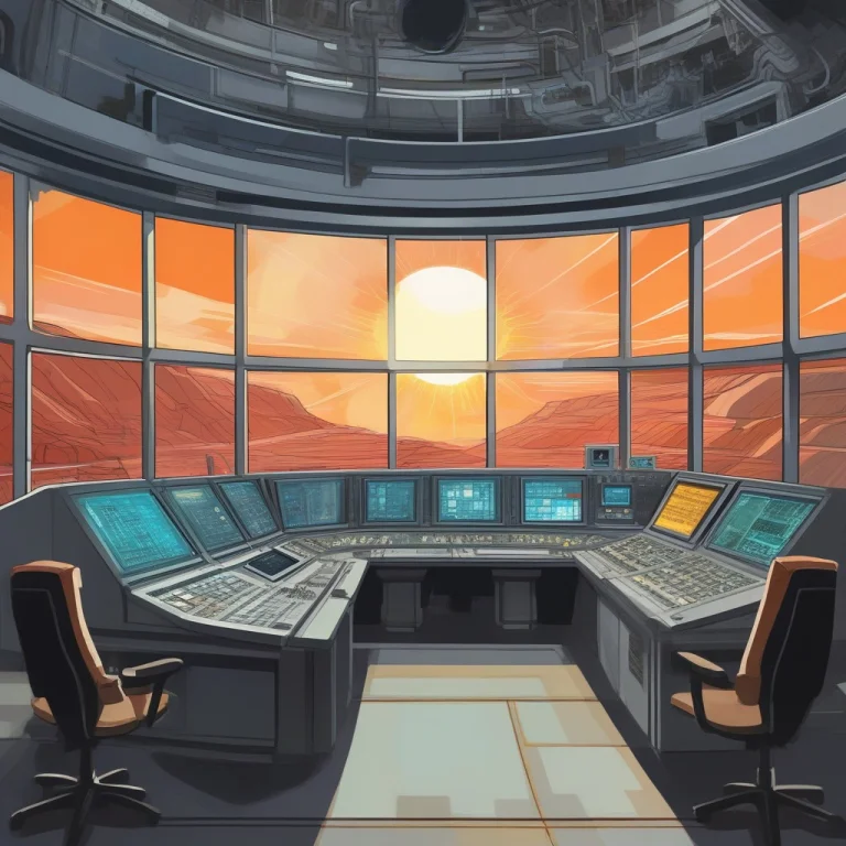 A Control Room Overlooking A Fusion Reactor Core, Gouache Pa...