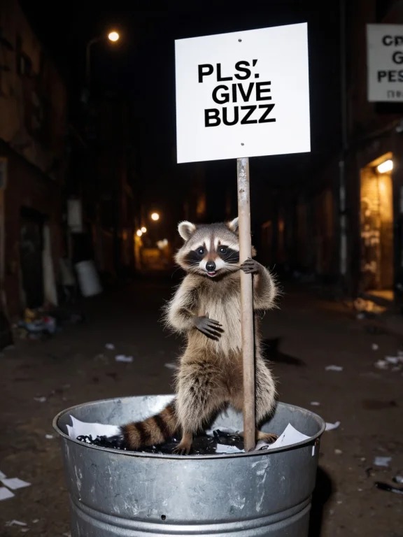 A Cheeky Raccoon Is Holding A Paper Sign In The Hand While S...