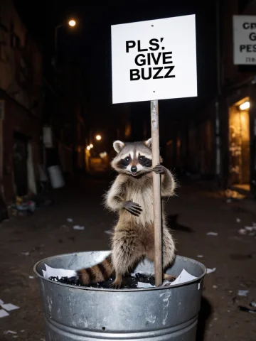 A Cheeky Raccoon Is Holding A Paper Sign In The Hand While S... — SDXL AI Prompt: a cheeky raccoon is holding a paper sign in the hand while standing on a metal t...