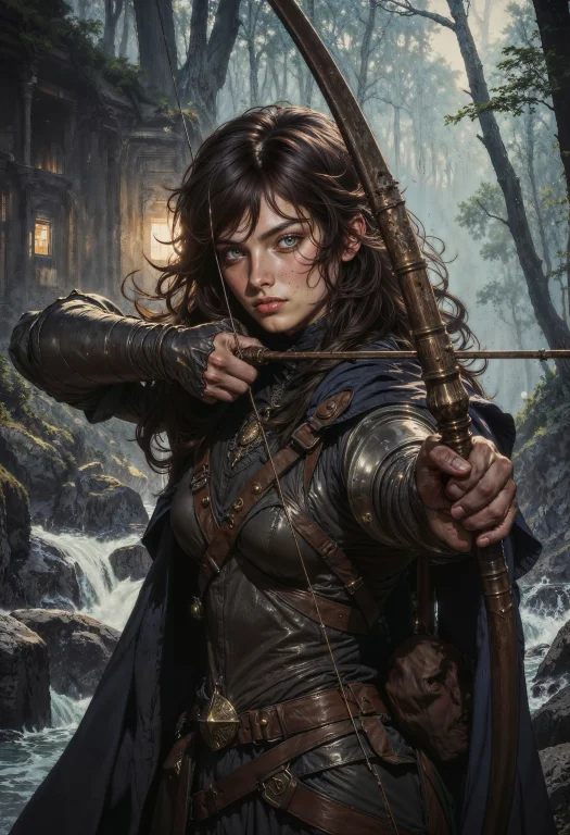 A Highly Detailed Digital Artwork Depicting A Female Archer...