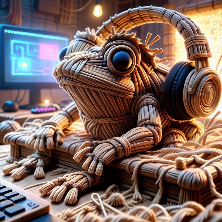 A Detailed Close-up Shot Of A Small Frog Sculpture Crafted E...