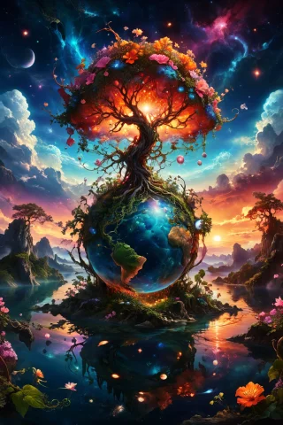 A Surreal, Fantastical Scene Featuring A Bizarre Plant That... — SDXL AI Prompt: A surreal, fantastical scene featuring a bizarre plant that has grown into the s...