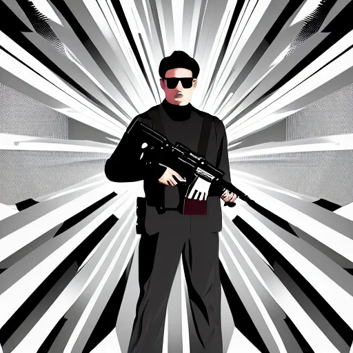 Gllltchy, Cinematic Poster Of Man Holding A Gun