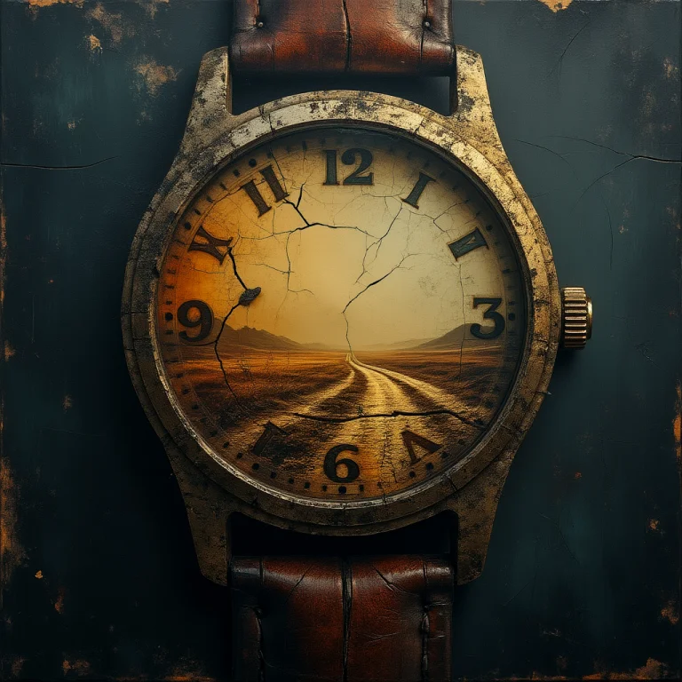 A Fractured Wristwatch. Fissures. Within The Watch We See A...