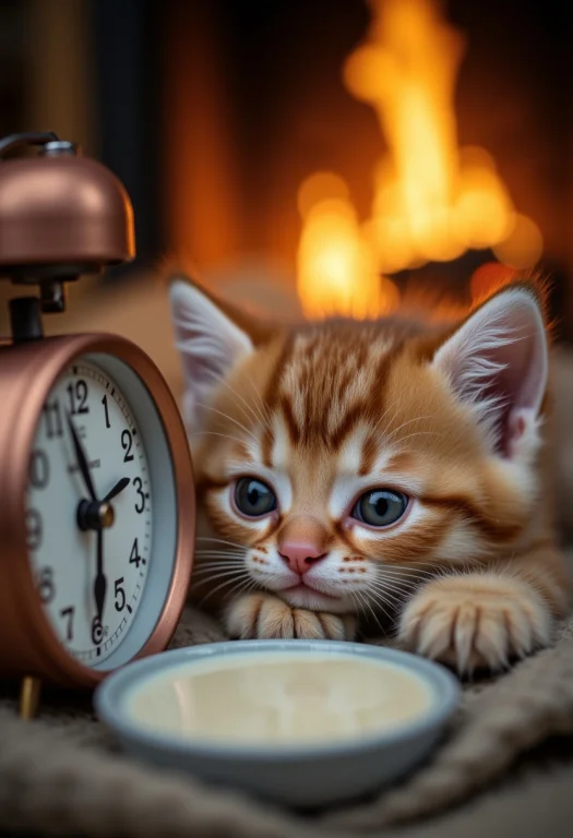 Close-up Of Cute Cute Very Fluffy Kitten With Silk Hair, Hea...