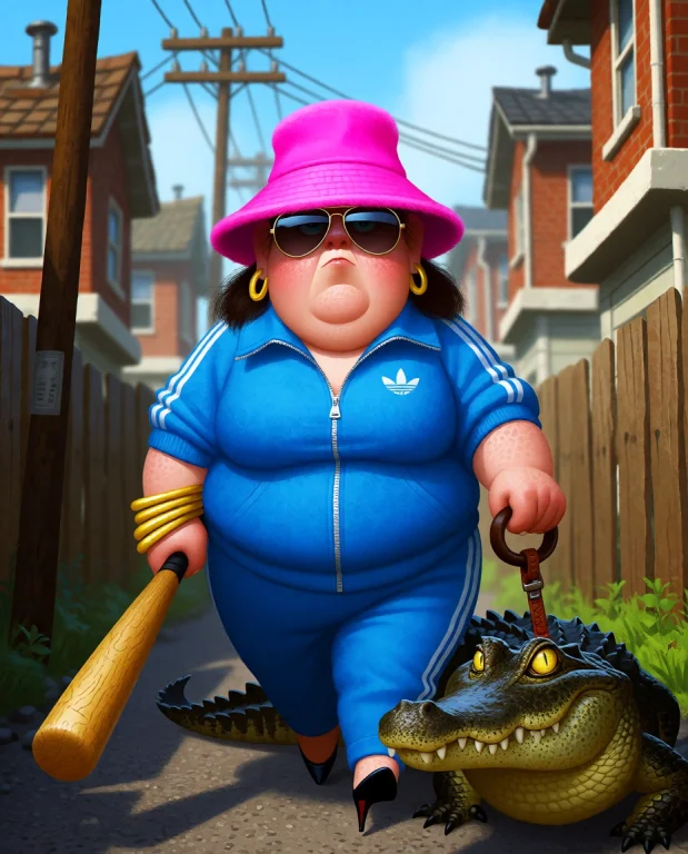 Bbstyle Digital Illustration Exagerated A Thick Lady With A...