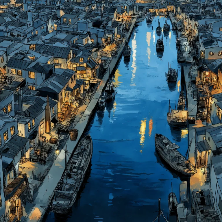 4n4m1r4ll3s, Aerial View Of A Bustling Harbor City At Dusk,...