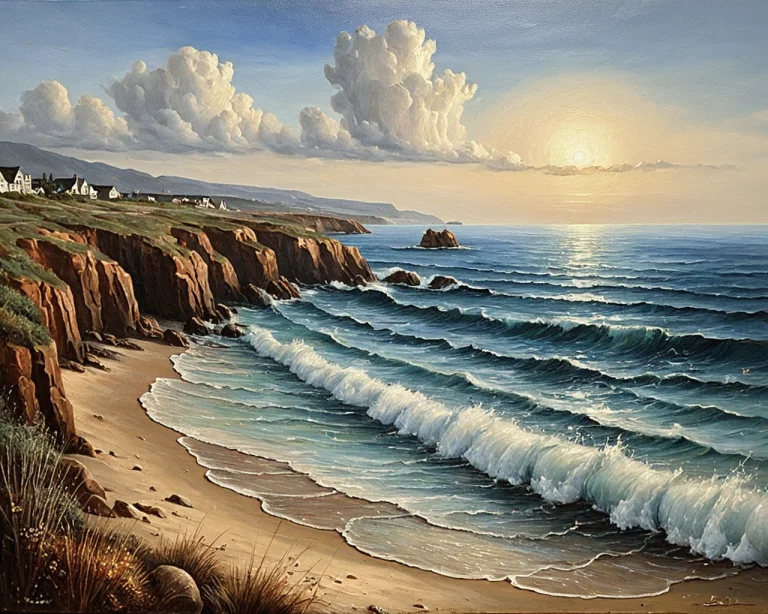 An Oil Painting Of The Ocean Shore Lorakineticv1-2