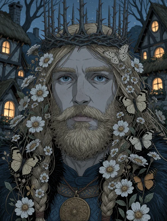Gr4venbloom, Illustration Portrait, An Ancient King With Pal...