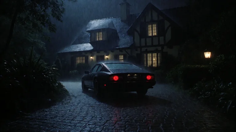 Mgnl1999, A Sleek, Dark Vintage Sports Car With Glowing Red...