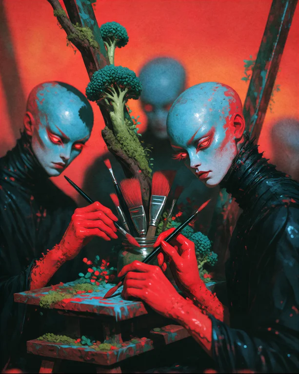 Opulentdarkness A Studio Where Multiple Figures In Dark Garm...