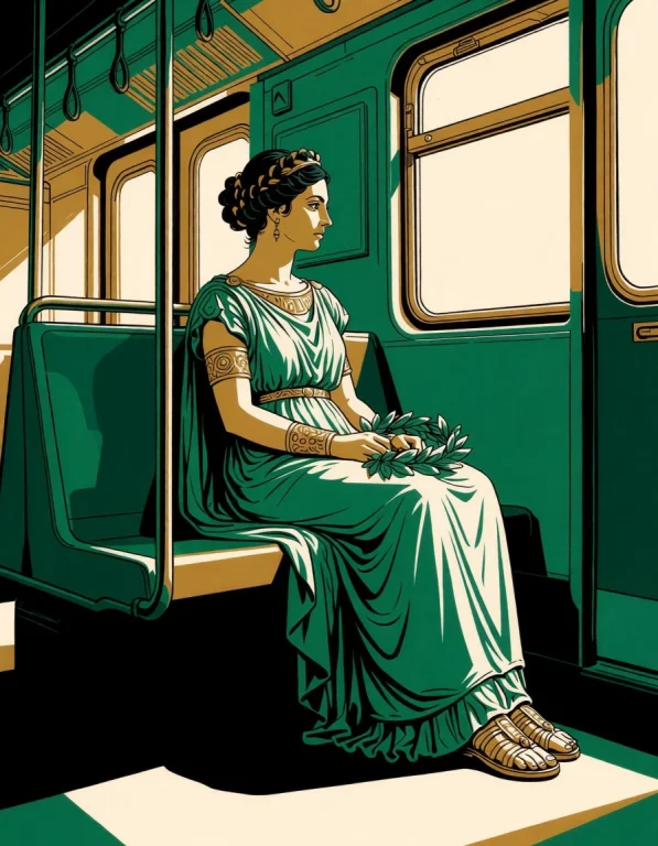 Roman Woman Emerald Gold An Elegant Roman Noblewoman Sits...