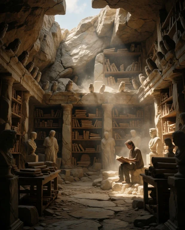 Hidden Library Sanctuary Of Athena Carved Into A Mountainsid...