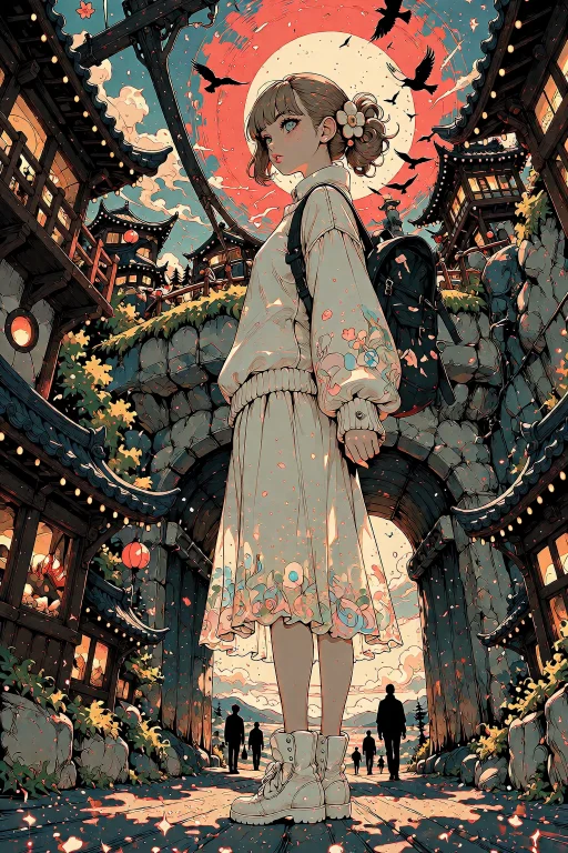 A Stylized Graphic Illustration Features A Towering, Jagged...