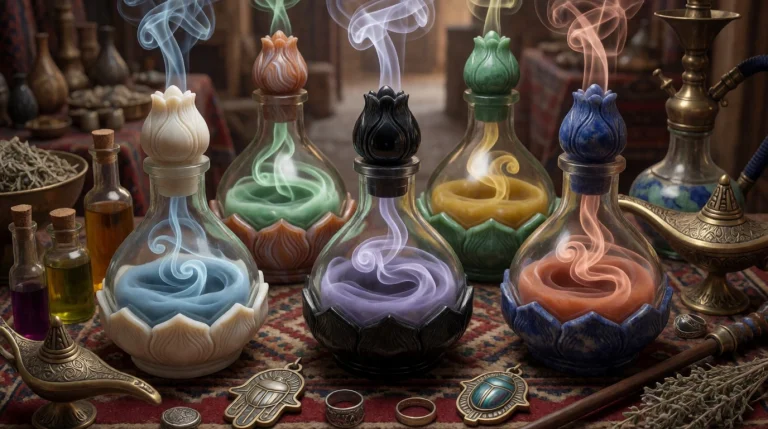 A Booth At A Traditional Ancient Arabian Bazaar Souk. On Dis...